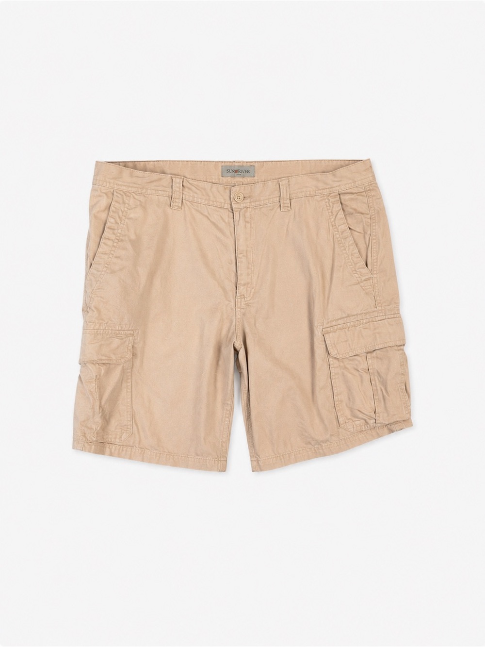 Sun River Mens Tan Khaki Cargo Shorts Size 40 Cotton Utility Multi Pocket